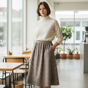 Vintage Pendleton Brown Tartan Plaid Virgin Wool A-Line Skirt Made In USA